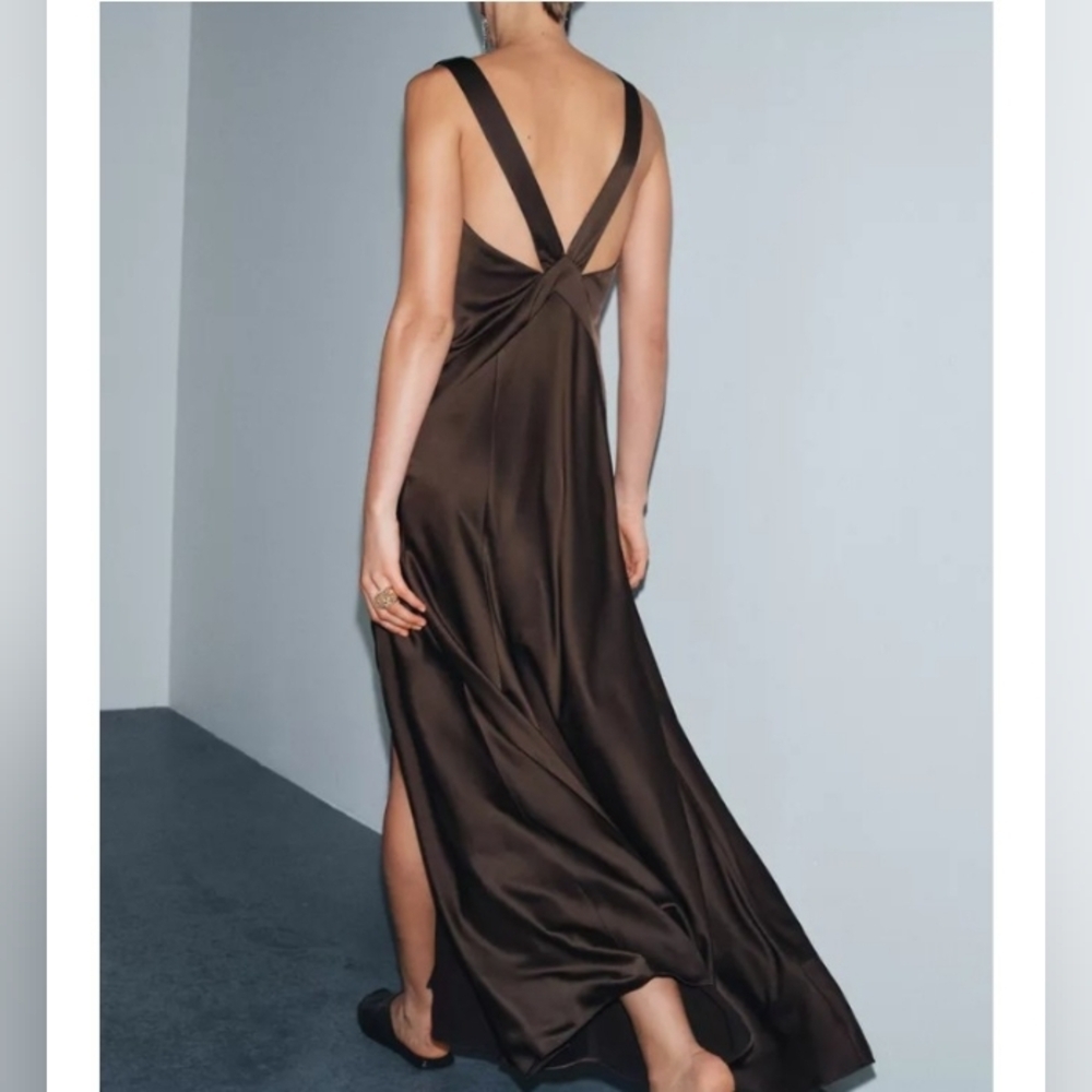Zara ZW Collection Limited Edition Satin Effect Long Dress - Picture 4 of 5